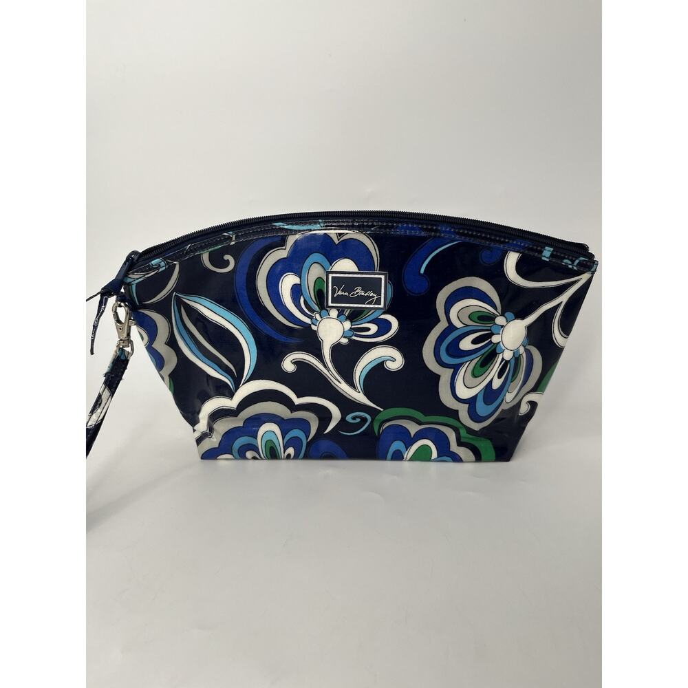 Vera Bradley Zip Vinyl Lined Makeup Bag Mediterranean Blue
